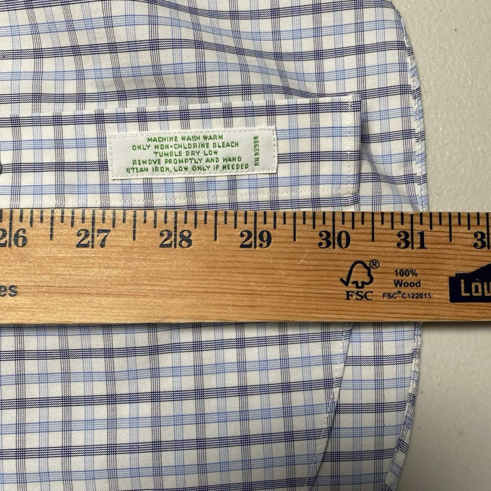 Brooks Brothers Shirt 16 33 Mens L/S Button Down Milano Blue White Gray Plaid - Picture 5 of 8